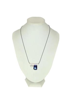 Кольє синій кристал з перлиною