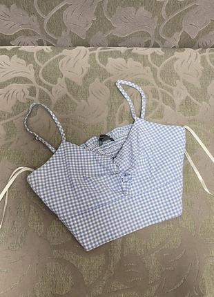 Топ в нежно-голубую клетку от бренда primark