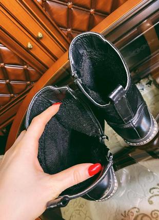 Сапожки женские сапоги ботинки зимние чёрные короткие с мехом 38 39 не дорогие4 фото