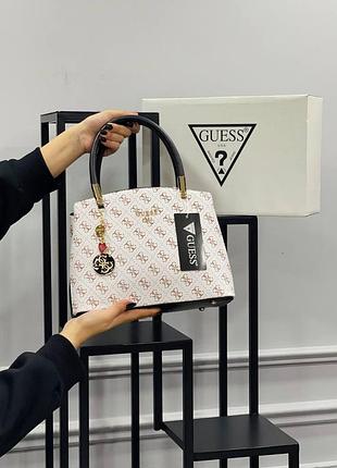 Сумка белая женская в стиле guess сумка маленькая гесс сумочка клатч кросс-боди