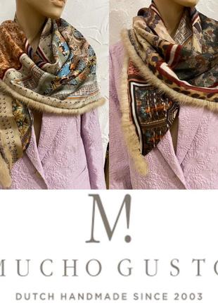 Роскошная шаль шелк мех норка