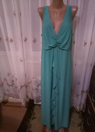 Трикотажное зеленое платье большого размера, размер 22