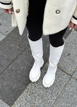 Шкіряні чоботи-труби демі зима осінь байка хутро овчина єврозима європейка чобітки з натуральної шкіри