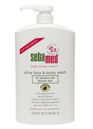 Очищающее средство для лица и тела sebamed olive face & body wash чувствительная кожа