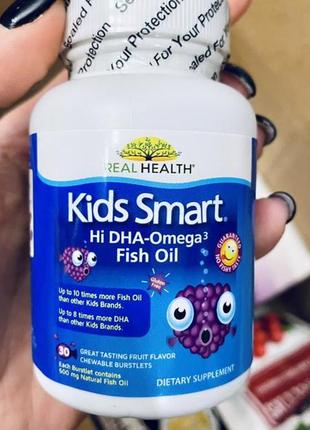 Kids smart омега 3 с высоким содержанием дгк, фруктовый вкус, 30 рыбок3 фото