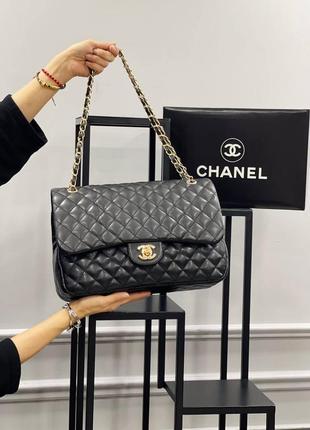 Сумка стеганая большая черная женская в стиле chanel 4,55 клатч сумочка на цепочке шанель кросс-боди