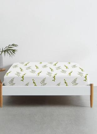 Півтораспальне простирадло cosas green foliage ранфорс 155х240 см зелений