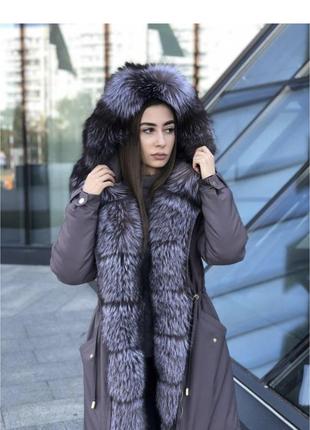 Зимова куртка парка - чорнобурка норвезька.3 фото