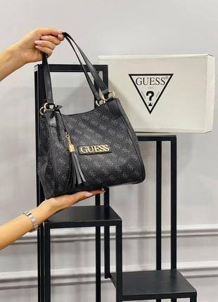 Сумка черная женская в стиле guess сумочка маленькая гесс  кросс-боди