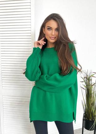 Светр-туніка з розрізами по боках oversize