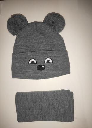 Зимовий набір, шапка на флісі+ хомут