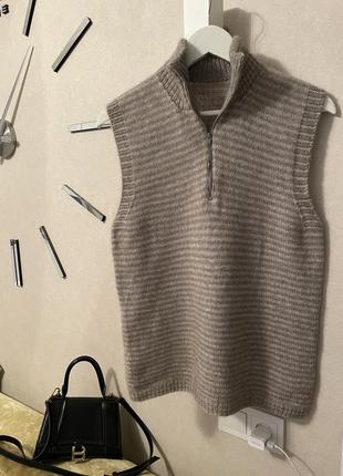 Кашемировая вязаная жилетка безрукавка с замочком шерстяная кашемир шерсть