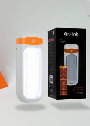 Ліхтар led лампа ліхтарик акумуляторний з боковою cob панеллю прожектор s-link sl-8677