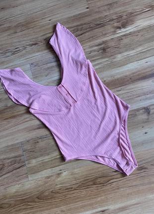 Гарне боді в рубчик з воланами m-l