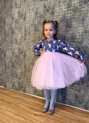 Платье с фатином пышное для девочек праздничное
