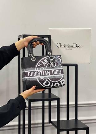 Сумка черная женская в стиле christian dior мини леди  сумка маленькая  кристиан диор кросс-боди