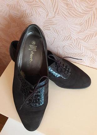 Туфлі лофери з натуральної замші та шкіри