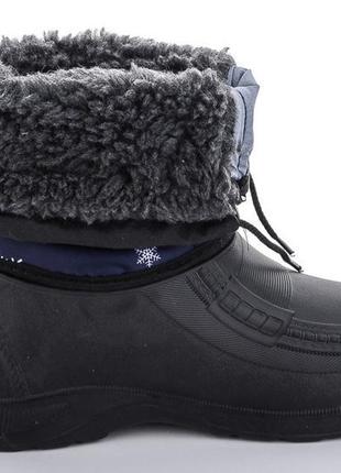 Распродажа теплые практичные ботинки черно-синего цвета на искусственном меху из пены!5 фото