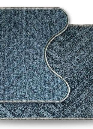 Набір килимків для ванної кімнати little 44x70+44x40 см синій антиковзкий, міцний, легкий у догляді