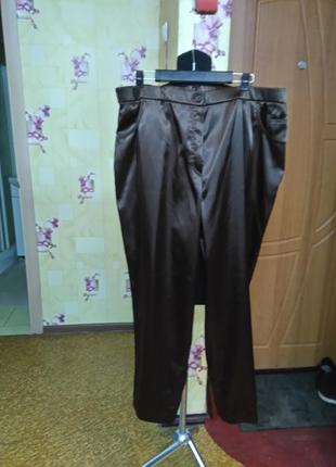 Новые! шикарные стрейчевые атласные брюки р.24. большой размер!1 фото