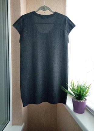 Шерстяной качественный серый свитерок/жилет/туника комбинированной вязки3 фото