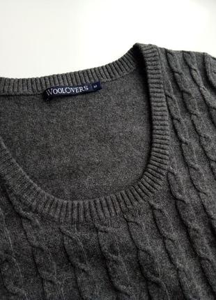 Шерстяной качественный серый свитерок/жилет/туника комбинированной вязки4 фото