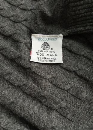 Шерстяной качественный серый свитерок/жилет/туника комбинированной вязки5 фото