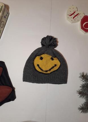 Шапка шапочка вязаная серая смайл smile 😊🛍2 фото