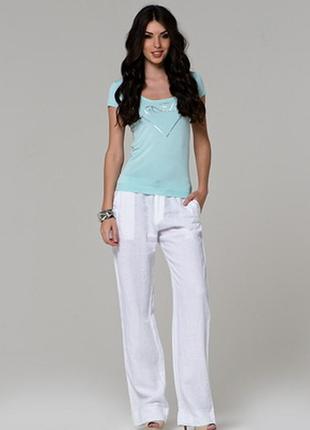 Tuzz,франция! летние белые женские брюки лен1 фото