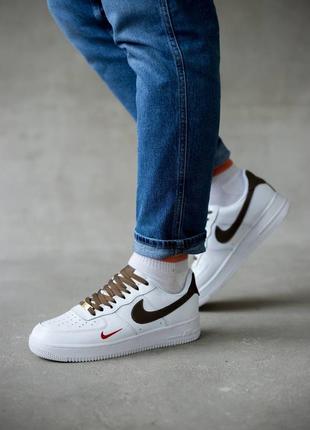 Женские кроссовки nike air force 1 low white brown 37-38-39-40-41