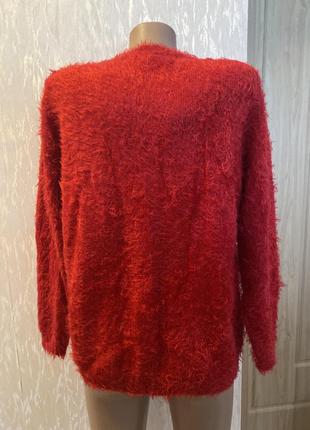 Красивый красный свитер травка фирменный 16-18 размера3 фото