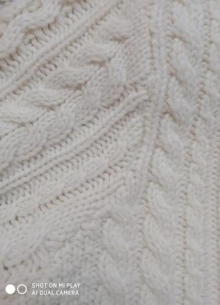Шерстяной белый свитер косичка кофта7 фото