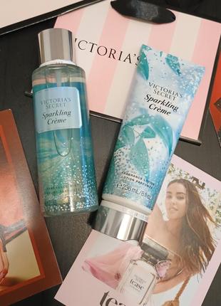 Новинка!идея для подарка парфюмированый набор sparklin crème victoria's secret виктория сикрет вікторія сікрет оригинал2 фото