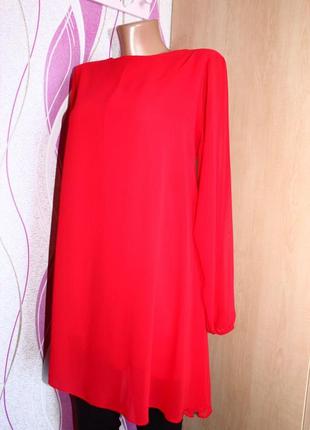 Блуза туника / как платье /красный шифон с бантиками по спинке, франция, lipstick3 фото