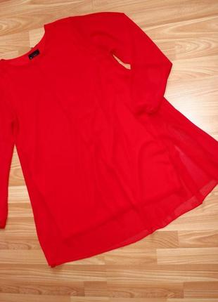 Блуза туника / как платье /красный шифон с бантиками по спинке, франция, lipstick4 фото