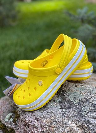 Кроксы желтые лимонные сабо crocs crocband lemon/white