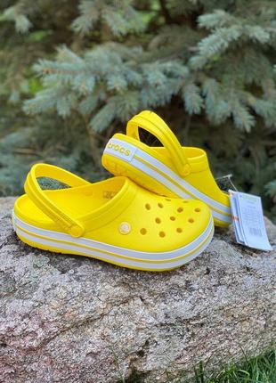 Кроксы желтые лимонные сабо crocs crocband lemon/white2 фото
