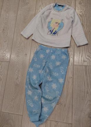 Флисовая пижама на травке disney с эльзой 5-6 лет1 фото