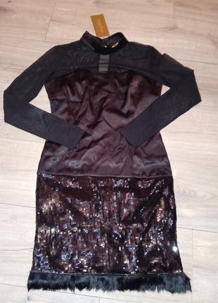 Плаття нове reaction турція якість люкс розмір 38 паєткі і мех кролика
