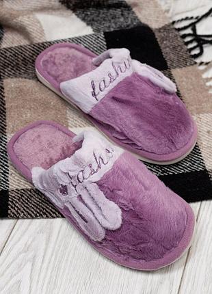 Бузкові хутряні капці з вушками