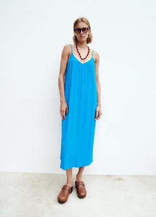 Длинное платье в рубчик zara / сарафан zara