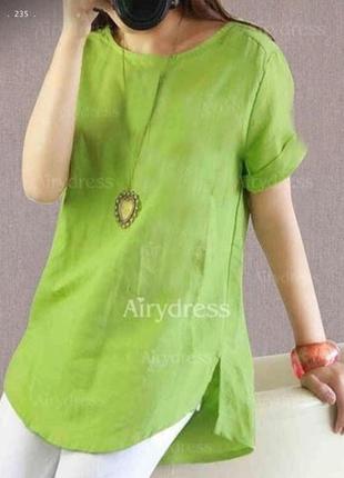 Блузка-туника женская лляная 40 42 44 46 48 50 52 54 56 58 60 размера разные цвета