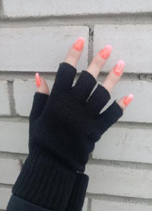 Женские, молодежные перчатки без пальцев, митенки1 фото