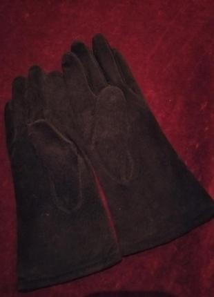 Перчатки замшевые черного цвета. размер 7.2 фото