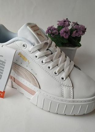 Женские кроссовки puma mayze leather white, beige9 фото