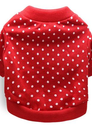 Одежда для собак. футболка для котов и собак красная горошек n0080