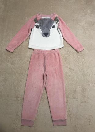 Красивая плюшевая теплая  пижама с оленем на 5 лет1 фото