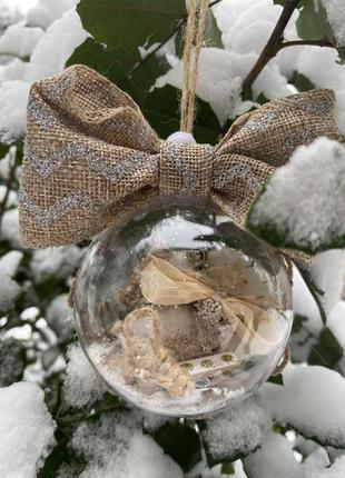 Ялинкова прикраса , новорічна куля " біле золото"
