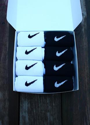 Набір комплект 8 пар шкарпетки білі високі найк nike класичні подарунковий бокс