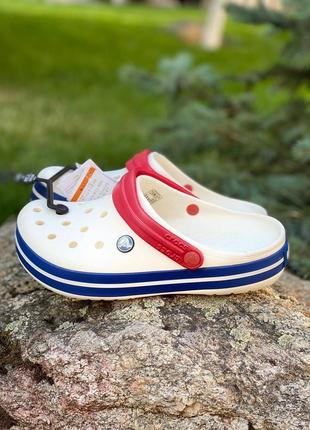 Кроксы женские белые сабо crocs Supposed crocband  white/blue
